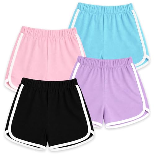 Image of Kuchipoo Girls Cotton Solid Shorts | Soft & Breathable Fabric | Elastic Waist | Casual Summer Wear | Pack of 4