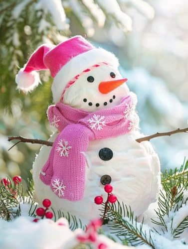 Kit Kit Peinture Diamant Bonhomme de Neige 70x90cm DIY pour Adultes
