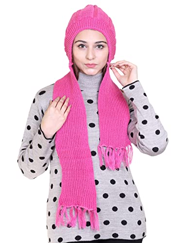 Image of Gajraj Unisex Soft Knitted Winter Warm Woolen Cap with Woolen Lovely Muffler|Fur Cap with Muffler