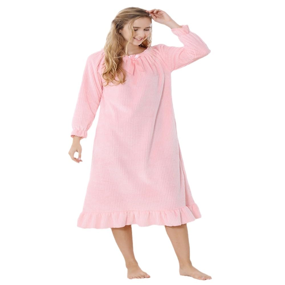 Chemise De Nuit Femme Hiver Polaire Grande Taille - Robe Pyjama Flanelle Douce Et Chaude