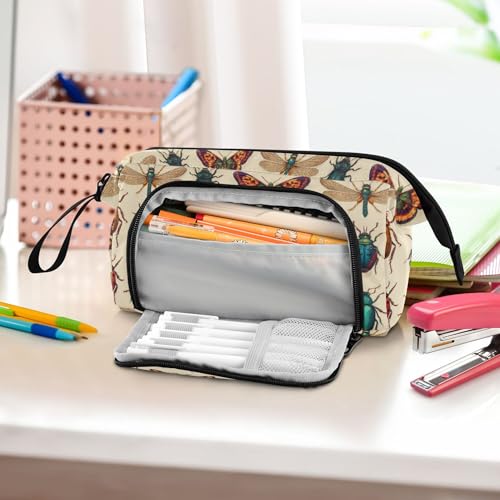 Image of Fisyme Flying Vintage Insect Bugs Pencil Case Large Capacity Pen Bags Box Big Makeup Pouch Organizer