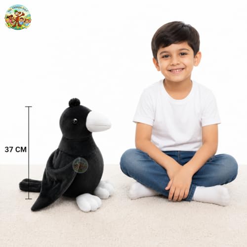 Image of CHI-CHIMPU Crow Soft Toy for Kids 37 cm | Plush Stuffed Bird Animal Toy | Cute Huggable Soft Toy for Boys and Girls | Birthday Gift, Kids Toys & Soft Toys Collection