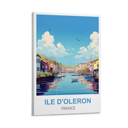 Poster île d'Oléron vintage WGMDOEE pour un salon au style bord de mer rétro