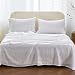 Simple&Opulence 100% Stone Washed Linen 4pcs Hollowed-Out Design Solid Sheet Set (King, White)