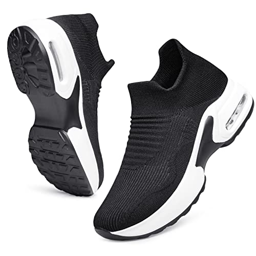 Image of YHOON Women's Walking Shoes Slip-On - Comfortable Work Shoes for Standing All Day, Breathable Air Cushion Nursing Sneakers