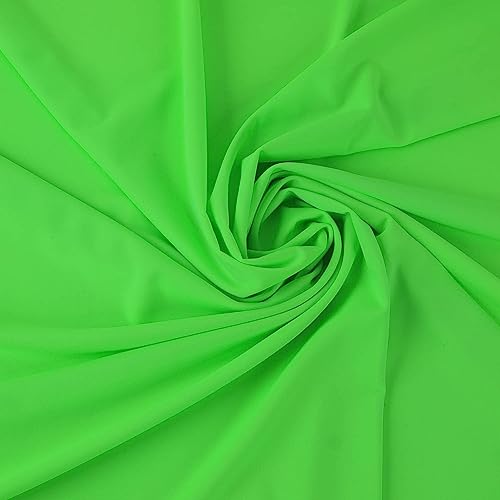 Matte Nylon Spandex Fabric 4 Way Stretch Tricot Milliskin for Sewing Swimsuit Activewear - 60 Inch Wide (Neon Green, 2 Yards)