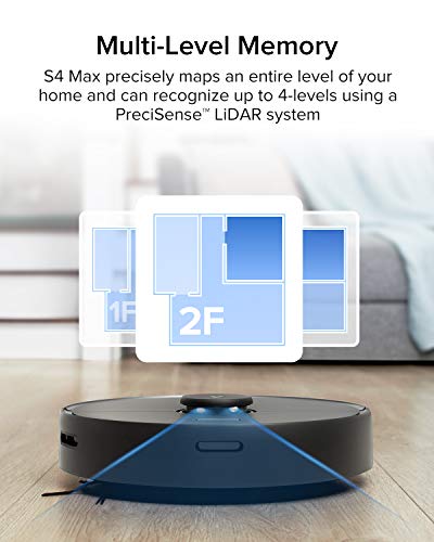 Roborock S4 Max Robot Vacuum with Lidar Navigation, 2000Pa Strong Suction, Multi-Level Mapping, Wi-Fi Connected with No-go Zones, Ideal for Carpets and Pets Robotic Vacuum
