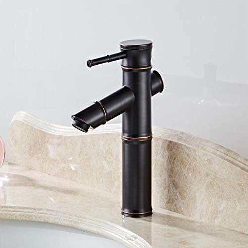 Mitigeur de lavabo noir rétro de 21cm en laiton haut de gamme pour salle de bain