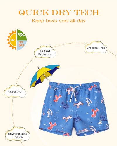 Image of SURF CUZ Surfcuz Little Boys Swim Trunks UPF 50+ Toddler Beach Shorts Swimsuit Kids Quick Dry Swimwear
