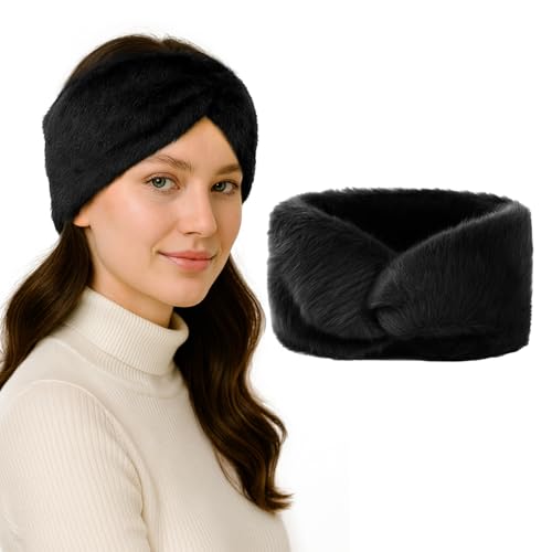 GOGO Fascia da donna in finta pelliccia, paraorecchie in pelliccia sintetica, scaldaorecchie invernale, fascia per il viso per lavare il viso