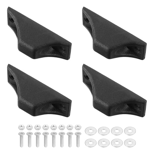 uxcell 4Pcs Luggage Replacement Pads, Plastic Luggage Stand Feet Stud, Suitcase and Travel Gear Bottom Side Accessories with with Screws, Nuts and Washers, Black (60x28x20mm)