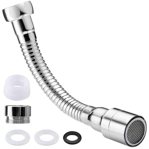 XIAOGUA Rallonge Robinet Cuisine Flexible Robinet Douchette Evier Cuisine 20cm Fabriqué en Acier Inoxydable de Cuisine Flexible à 360 Degrés, Accessoire de Tuyau D'Évier Pour de Bain et de Cuisine