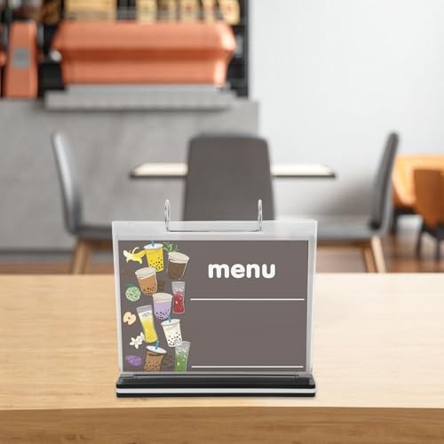 Présentoir de menu transparent compact avec son support stable en acrylique