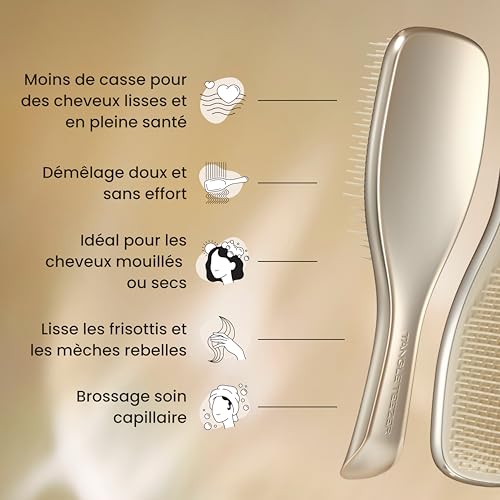 Tangle Teezer Ultimate Detangler, Brosse à Cheveux Démêlante pour Cheveux Secs et Mouillés, Picots à 2 Niveaux, Réduit la Casse, Élimine les Nœuds, Tous Types de Cheveux, Or Champagne Chrome – vue 5