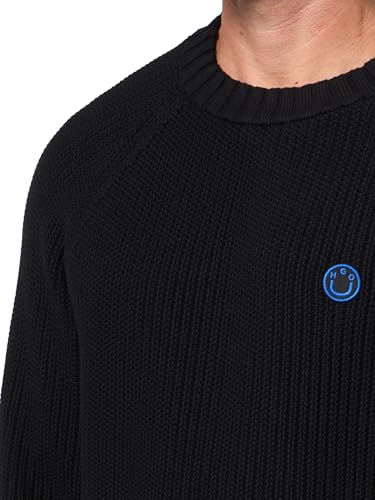 Pull HUGO en maille côtelée pour homme, coupe regular Jade Noire taille XL - 3