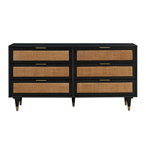 Tov Furniture Sierra 31" H 6-Drawer Modern Wood Dresser In Noir Black #TOP13