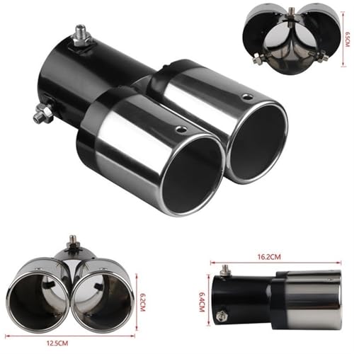 Embout d'échappement double sortie incliné roulé bicolore pour personnalisation auto