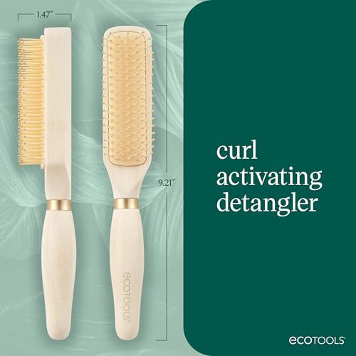 Image of EcoTools Curl Activating Detangler Hairbrush, Gently Detangle Wet Hair, Style, Define, & Enhance Curly & Wavy Hair, Less Breakage & Fall Out, Renewable Bamboo, Vegan & Cruelty-Free, 1 Count