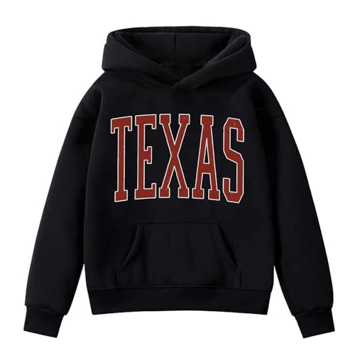 Sweat-shirt à capuche enfant noir pull manches longues graphique fille garçon 7-8 ans