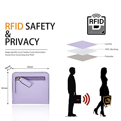 Toughergun Womens Rfid Blocking Small Compact Bifold Leather Pocket Wallet Ladies Mini Purse With Id Window (Ch Light Purple) #TOP6