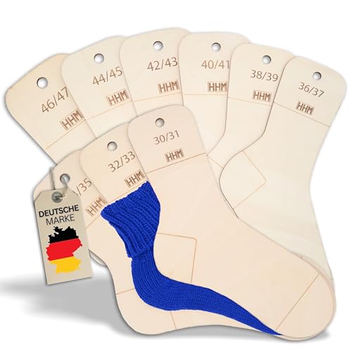 HHM® Sockenbretter mit Größenangabe Sockenlineal zum Stricken. Sockenspanner/Sockenschablone mit Größenangabe. Sockenblocker als Strickhilfe (30-47)