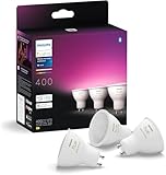 Philips Hue Faretto Smart GU10, Luce Bianca e Colorata (3 pezzi), 400lm, Compatibile con Bluetooth, Controllo vocale con Alexa, Apple Home e Google Assistant