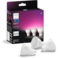 Philips Hue Faretto Smart GU10, Luce Bianca e Colorata (3 pezzi), 400lm, Compatibile con Bluetooth...