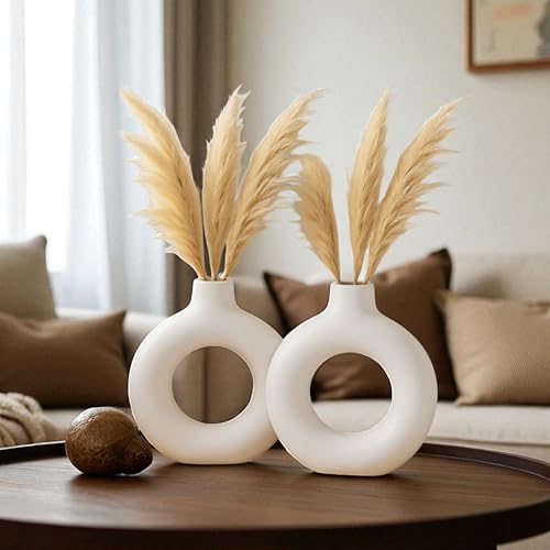 Image of Decorative Glass Vase for Flower Plants | Clear Glass vases for Home Decor | Glass vase for Living Room (Donut)
