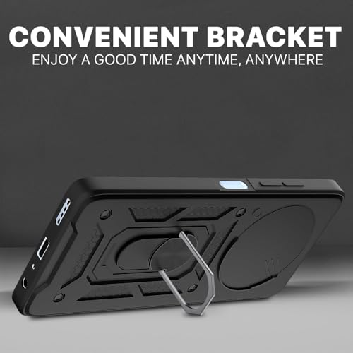 Image of Luxe Back Cover for realme P1 5G / realme 12+ 5G / realme Narzo 70 Pro 5G | D10 Tough Armor Case | Sliding Camera Shield | 360 Protection | Kickstand Ring Holder | Military-Grade Bumper Case
