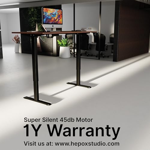 Image of H22 Electric Height Adjustable Standing Desk | 120x60 cm Sit-Stand Office Table | Walnut Top with Black Frame | Motorized Desk for Home Office | 1-Year Warranty Free Installation