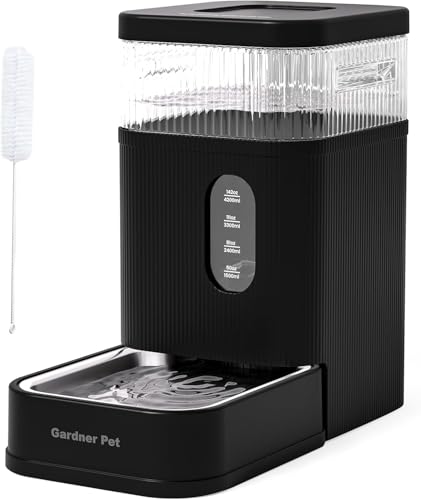 Gardner Pet 8.5L Automatischer Wasserspender, Schwerkraft-Tränke mit Edelstahlschüssel, Futterautomat für Hunde und Katze, große Kapazität Futterspender, BPA-frei, Keine Elektrizität, geräuschlos