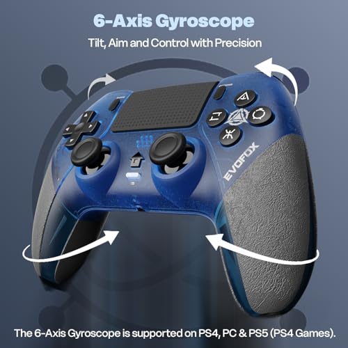 Image of EvoFox Play 2 PS4 Controller & PS5 (PS4 Games only), Playstation 4 Controller Bluetooth & Wired with HallSense Magnetic Joysticks & Triggers, 1000Hz Polling, Touchpad, Built-in Speaker & 3.5mm Jack