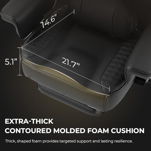 Image of Dowinx Big and Tall Office Chair 400 Lbs with Rotating Massage Lumbar Support, Wide Thick Seat Cushion and Adjustable Armrest,Computer Gaming Chairs with Footrest,Black