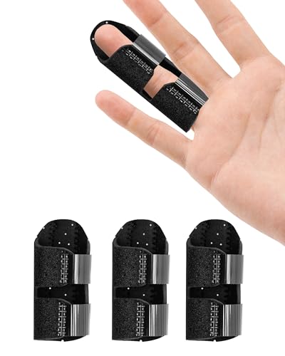 Middle Finger Splint, Stabilizer Brace, 3 Pack, Medium, Black