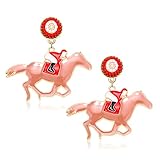 Funny Kentucky Derby Race Horse Drop Dangle Earrings for Women - Western Cute Dangling Jewelry Gift for Horse Racing Fan