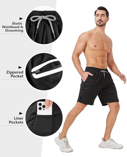 3 Pack Men's 2 In1 Gym Shorts Men with Pockets 7 inch Workout Shorts Men Running Shorts with Liner&Towel Loop4