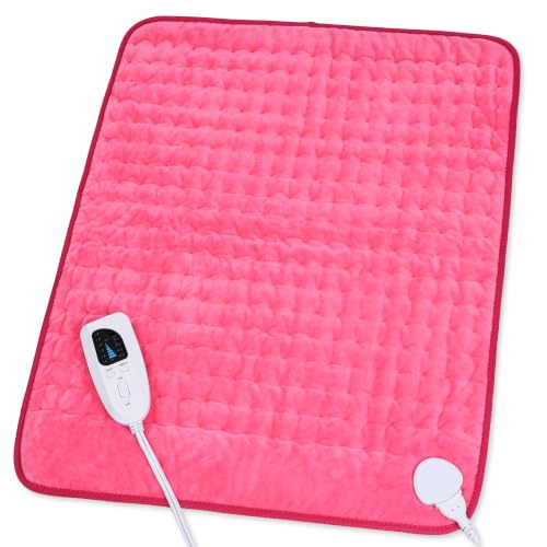 Image of Heating Pad,Electric Heating Pads,Heating Pad for Back,Fuchsia,24x20 Inch | Heating Pads for Shoulder,Neck,Abdomen,Knee,Arms,Legs,Heat Pad for Birthday Father Mother Gift Women Men,6 Heat Settings