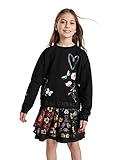 silbern aufgedrucktes Herz Desigual Girls Sweat_Alicia Sweatshirt, Black, 7/8
