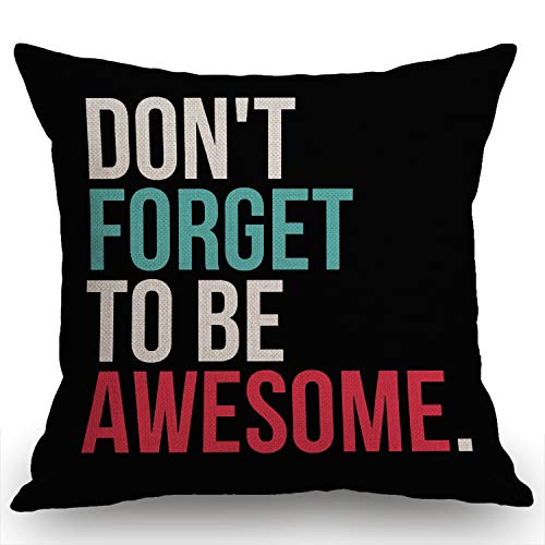 Swono Be Awesome Quote Cotton Linen Throw Pillow Cover 18x18