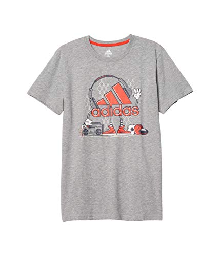 Adidas Short Sleeve Heather Sports Jamz Boys Active Shirts & Tees Size S, Color: Grey/Red-Cotton
