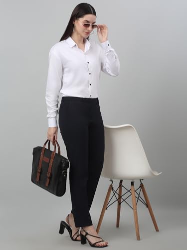 Image of Cantabil Solid Non Pleated Regular Fit Mid Rise Formal Trouser for Women | Formal Pants for Women | Formal Wear Regular Fit Trouser for Women (P LTRF00005)