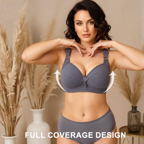 Tuvuye Women's Push Up Bra (US, Alpha, Large, Regular, Regular, Black/Grey/Blue) — view 2