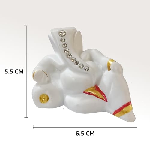Image of Lord Ganesha Resin Idol for Car Dashboard, Home Temple & Office Desk (6.5 x 5.5 x 4.5 cm) | Handcrafted Ganpati Murti Showpiece for Vastu & Good Luck | Religious Gift for New Car & Home