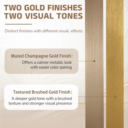 Image of ANDY STAR Brushed Champagne Bronze Arched Bathroom Mirror 22x35 Inch | Stainless Steel Metal Frame, HD Glass, Bathroom Vanity Mirror for Over Sink, Modern Design Wall Mounted, MDF Backboard