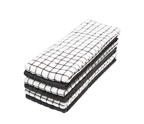 Bumble Kitchen Towels | 100% Cotton Dish Towels with Hanging Loop | 16"x 28" | 380GSM | Absorbent Kitchen Towel Set | 6 Pack, Gray