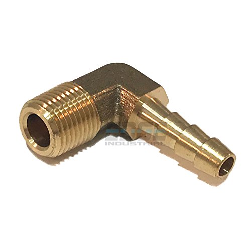 EDGE INDUSTRIAL 3/16" Hose ID to 1/8" Male NPT MNPT 90 Degree Brass Elbow Fitting Fuel/AIR/Water/Oil/Gas/WOG