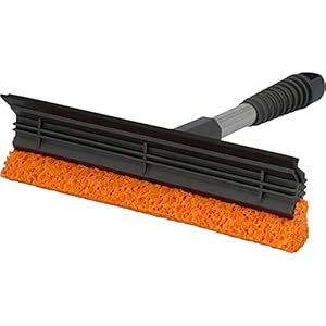 NIGRIN Ruitenreiniger 200 x 245 mm, met aftreklip en rubberen spons, lengte: 25 cm, grijs