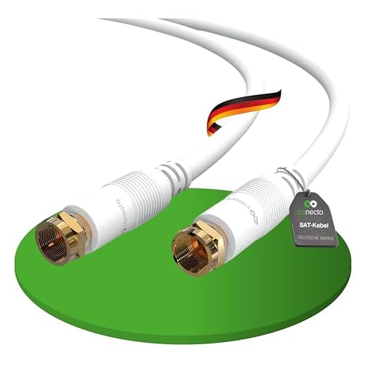 conecto Antennenkabel SAT Kabel Koaxialkabel Satellitenkabel TV 3,00m doppelt geschirmt F-Stecker, für HDTV, Receiver, Satellit, Internet, DAB, Radio, weiß