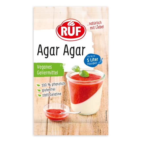 RUF Agar Agar Pulver veganes Geliermittel pflanzliche Gelatine für Tortencreme Dessert Mousse & Marmelade kalte oder heiße Verarbeitung 1 x 30g