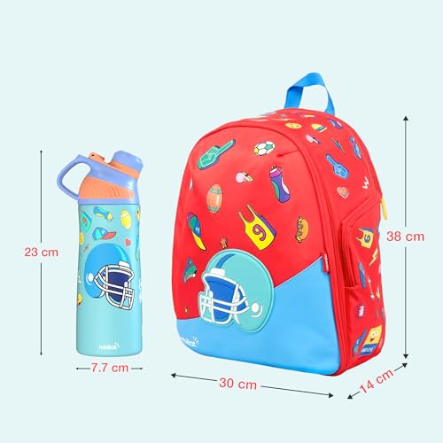 Image of rabitat Smash School Bag - 22Litres | Durable Backpack for Kids (4+ Years) | Comfortable Cushioned Back Support | Anti-Sweat Shoulder Straps | Water-Resistant | Bottle Pocket | 2-Year Brand Warranty